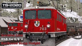 Eastbound Scrap Freight  Surselva Line  RhB Ge 66 ii  Train Simulator 2020 [upl. by Llemij]