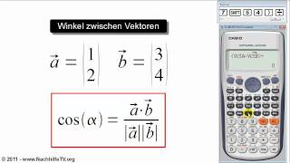 Winkel zwischen zwei Vektoren berechnen mit Taschenrechner [upl. by Ahsika]