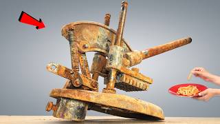 Rusty Antique Finger Fries Cutter Machine Restoration  Lots Of Amazing Restoration Techniques [upl. by Renruojos655]