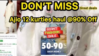 Shocking prices 90 Off  Ajio giant sale must must try ajio 12 kurties haul  Avaasa amp Ritya [upl. by Morey250]