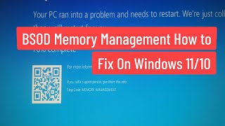 BSOD Memory Management How to Fix on Windows 1110 [upl. by Bertrand]