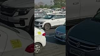 Heavy traffic at KherkiDaula toll plaza Gurgaon Hariyana traffic nhai tollplazanews gurgaon [upl. by Nehtiek]