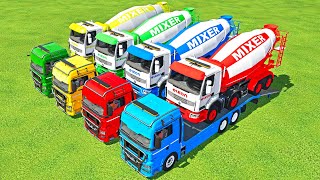 TRUCK OF COLORS  TRANSPORTING RENAULT MIXER CEMENT TRUCK TO GARAGE WITH MAN TGS TRUCK FS22 [upl. by Daberath498]