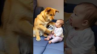 This dog takes care of this child shortsvideo [upl. by Yecac]