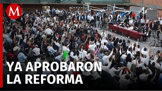 Tras 18 horas de debate pancartas arengas y pizzas diputados aprobaron la reforma judicial [upl. by Christensen75]