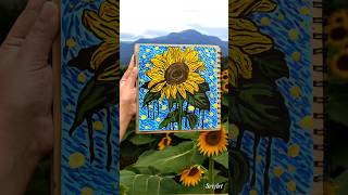 Starry night background x sunfloweryoutubeshorts acrylicpainting aesthetics [upl. by Atteram]