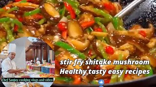 stir fry fresh shitake mushroom Chinese recipe [upl. by Yalhsa]