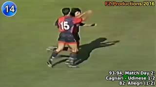 Massimiliano Allegri  20 goals in Serie A Pescara Cagliari Perugia 19921997 [upl. by Darbie334]