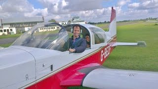 Flying a Grumman AA5 at Cranfield airport [upl. by Okemak178]