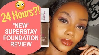 24 HR FOUNDATION  MAYBELLINE SUPERSTAY REVIEW BLACK WOMEN  356 WARM COCONUT [upl. by Nij]