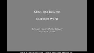 Creating a Resume in Microsoft Word 2007 [upl. by Sylas217]