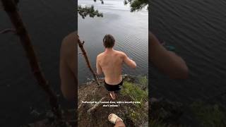 DIVING IN COLD RAIN IN FINLAND  BARANI BACK 18 M IG smuuel cliffdiving acrobatics cold rain [upl. by Ecargyram]