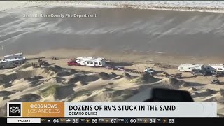 RV campers trapped in Oceano Dunes when strong surf floods beach [upl. by Libyc]