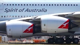 POWERFUL 2STAGE SPOOL ● Qantas Airbus A380842 MULTI VIEW Takeoff amp Landing  Melbourne Airport [upl. by March936]