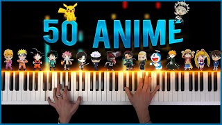 50 ANIME in 5 minutes  PIANO MEDLEY [upl. by Spenser]