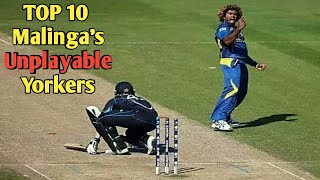 Top 10 Malingas Unplayable Yorkers in Cricket [upl. by Carbo]