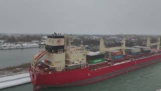 Federal Minnesota container ship on a cold wintery day  Welland Canal [upl. by Sanoy]