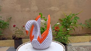 How to make 3D ORIGAMI SWAN  DIY Easy Tutorial  Craft 4 U [upl. by Llevra]