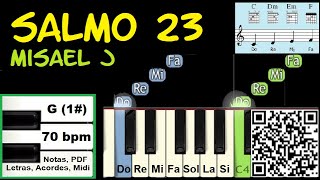 SALMO 23 Misael J Piano Tutorial Facil Partitura Acordes Pista [upl. by Yssep637]