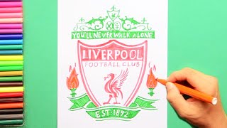 How to draw Liverpool F C Logo  Premier League [upl. by Lubba]