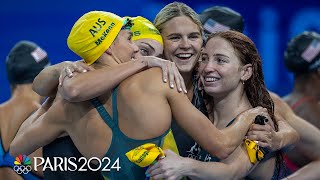 Australia completes 4x100m free relay fourpeat USA silver  Paris Olympics  NBC Sports [upl. by Jeanie390]