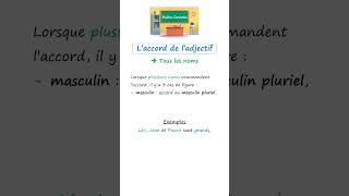 L’adjectif qualificatif avec plusieurs noms 🔵👨🏻‍🏫🎓 adjectifs grammaire françaisfacile [upl. by Saville]