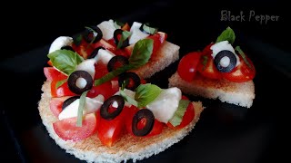 Bruschetta Caprese Recipe  Black Pepper Chef [upl. by Annaeerb892]