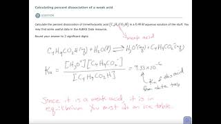 Aleks Calculating percent dissociation of a weak acid [upl. by Llorrac]