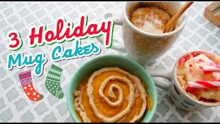 Holiday Mug Cakes in under 3 minutes  Pumpkin Roll  Candy Cane  Snickerdoodle [upl. by Araihc]