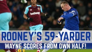 ROONEY SCORES FROM HIS OWN HALF 59YARD STRIKE V WEST HAM [upl. by Eeimaj]