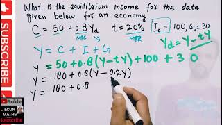 Equilibrium level of income from data of an Economy [upl. by Ahtnammas]