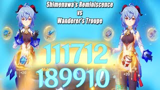 Genshin Impact Ganyu Shimenawas Reminiscence vs Wanderers Troupe Damage Comparison [upl. by Toulon469]