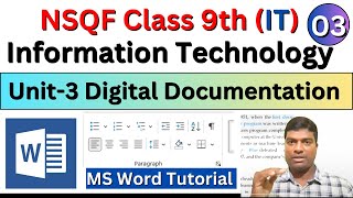 Unit 3 Digital DocumentationNSQF Class 9th Information TechnologyMS Word TutorialCLT ExamNSQF [upl. by Costin3]