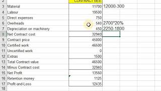 CFS N6 Contract Cost Statement on excel Exercise 5 24 [upl. by Jackqueline]