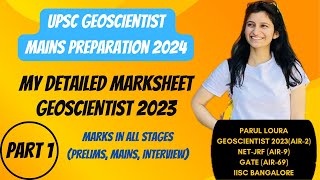 Part1MyMarksheet2023DetailedmarksAllstagesGeoscientistMainsPreparation2024 [upl. by Ennaeed]