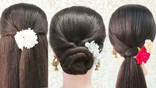 3 Very Quick amp Easy Hairstyles For Wedding amp Festival  Cute Hairstyle For Ladies  Saree Hairstyle [upl. by Dekow]