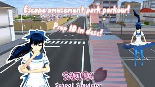 Escape amusement park parkour walkthrough SAKURA School Simulator  Prop ID in description [upl. by Yzdnil982]