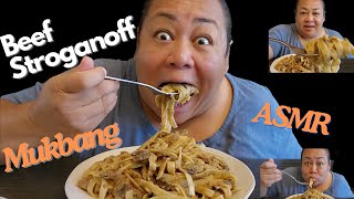 Delicious Beef Stroganoff Pasta ASMR Mukbang Eating Show [upl. by Ardnaiek]