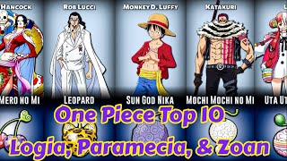 One Piece Top 10 Lists of Logia Paramecia Zoan Devil Fruit Users [upl. by Josefa]