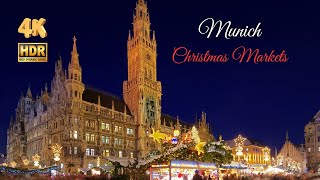 Munich Christmas Markets Germany  Marienplatz Eiszauber and Medieval Christmas Market  4K HDR [upl. by Einohpets]