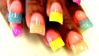 HOW TO MULTI COLOR ACRYLIC NAILS [upl. by Enoitna]