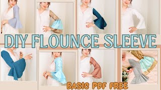 How to Sew 7 Types of Flounce Sleeves Free Pattern  Easy Tutorial [upl. by Asiuol]