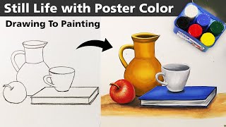 Still Life Drawing To Painting with Doms Poster Colors 6 Set [upl. by Miarhpe330]