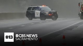 Lateseason storm closes Northern California interstate [upl. by Mathew266]