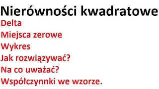 Nierówności kwadratowe  wszystko co musisz wiedzieć w 50 minut [upl. by Eirolam]