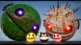 robot pacman vs giant venom monster pacman colors vs mspacman vs cartoon cat vs scary pacman c357 [upl. by Stirling]