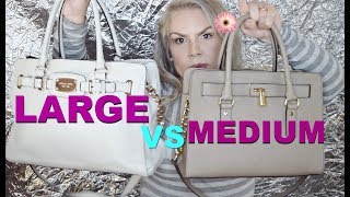 MICHAEL KORS HAMILTON MEDIUM SATCHEL VS LARGE SATCHEL [upl. by Attener312]