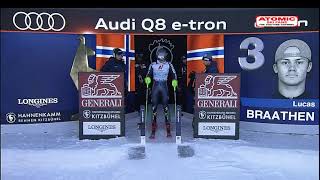 Lucas Braathen 🇳🇴  mens slalom Kitzbuhel 1st run Jan 22 2023 weareskiing atomic [upl. by Ardussi]