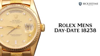 Mens Rolex 18K Gold DayDate President Watch Gold Champagne Diamond Dial [upl. by Jerry880]