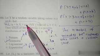 csirnet statistics  memoryless property Geometric distribution  exponential distribution [upl. by Annauqaj]